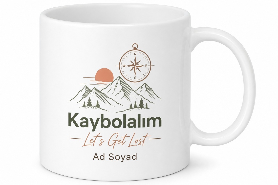 Lets Get Lost Yazılı Kaybolalım Kahve Kupa Bardak Hediye Porselen Mug
