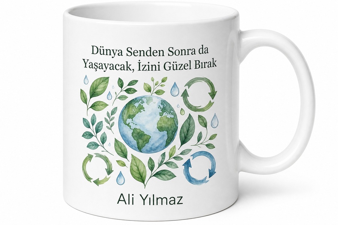 Çevre Mühendisine Temiz Dünya Doğa Dostu Tasarım Kupa Bardak Hediye
