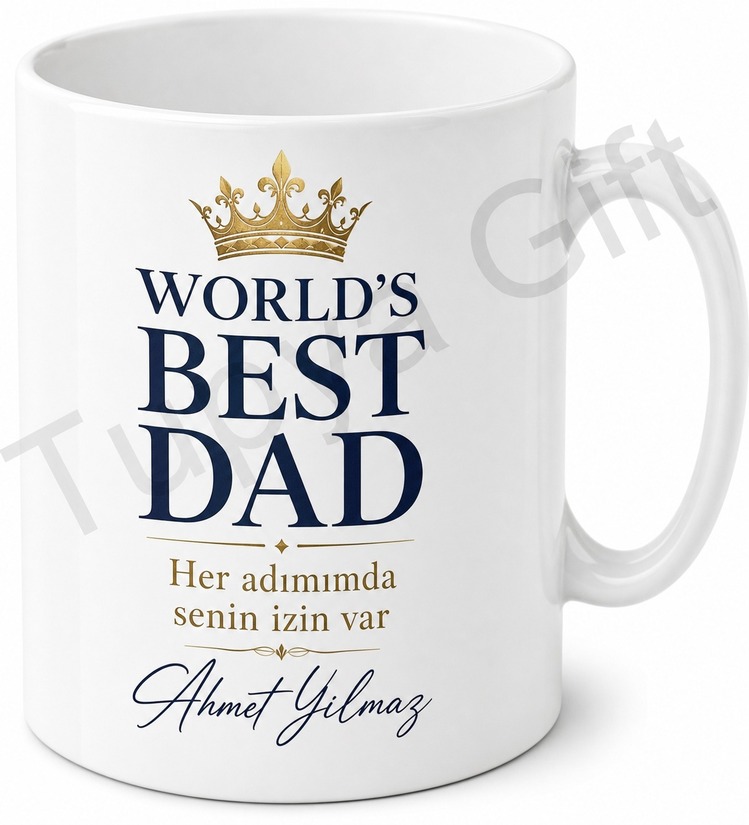 Worlds Best Dad Yazılı İngilizce Kupa Bardak Babalar Günü Hediyesi
