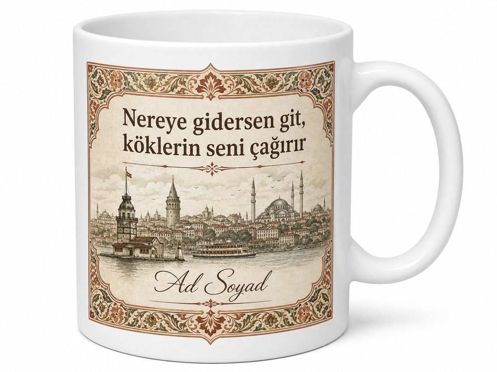 Kişiye Özel Memleket Temalı Retro Baskılı Kupa Bardak İsimli Hediye