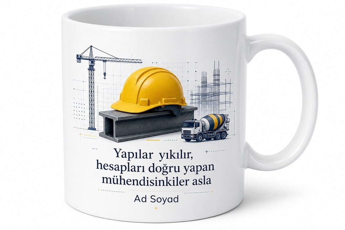 İnşaat Mühendisi Kupa Baret Şantiye Çelik Konstrüksiyon Hediye Bardak