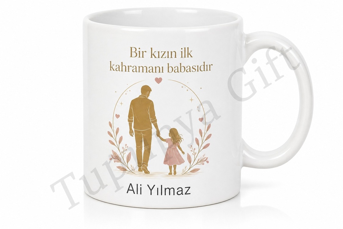 Kızının Kahramanı Baba Yazılı Kupa Bardak Babalar Günü Hediyesi