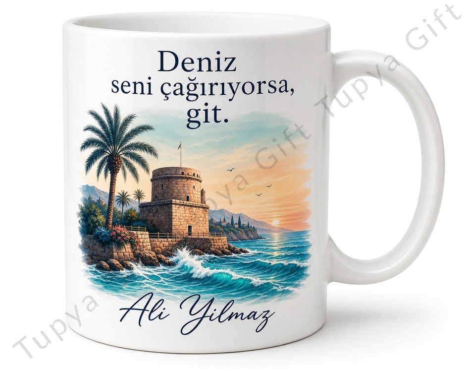 Antalya Temalı Kişiye Özel Baskılı Kupa Bardak Hediye