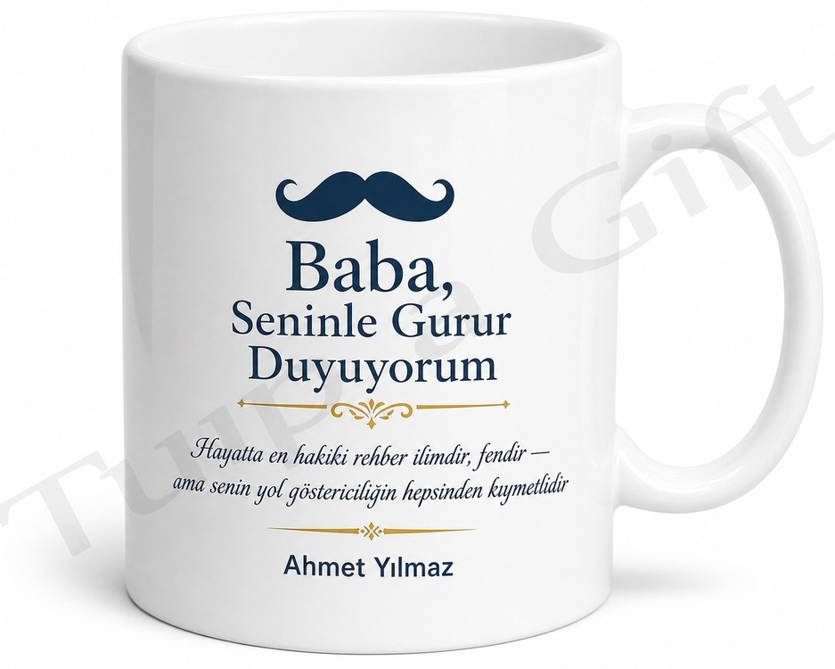 Baba Senle Gurur Duyuyorum Yazılı Kupa Bardak Babalar Günü Hediyesi