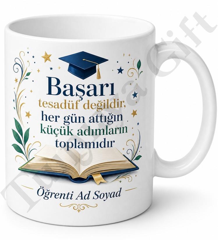 Takdir Belgesi Alan Öğrenciye Hediye Baskılı Kupa Bardak Özel Tasarım