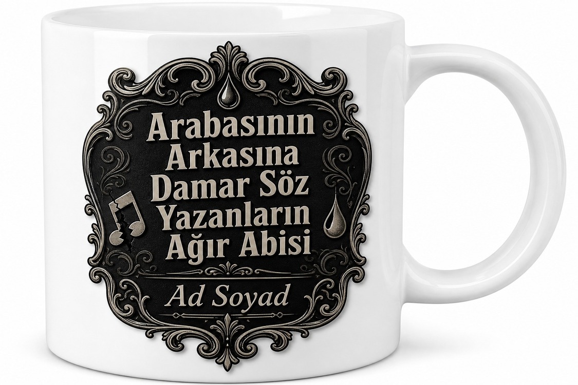 Arabasının Arkasına Müslüm Sözü Yazanlara Ağır Abi Arabesk Kupa Bardak Hediye