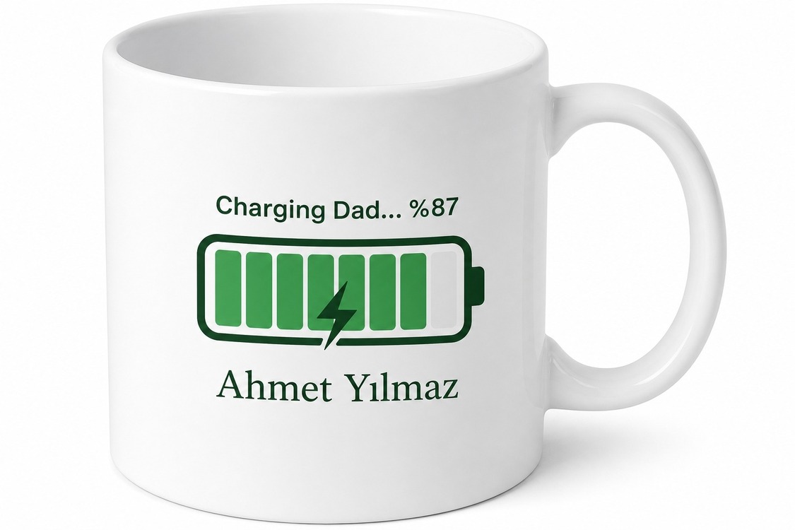 Charging Dad Yazılı Enerji Temalı Kupa Bardak Babalar Günü Hediye