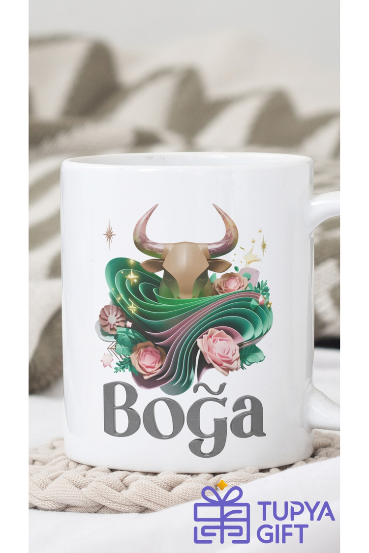 Boğa Burcu Tasarımlı Kupa - Doğanın Gücünü Yansıtan Özel Tasarım