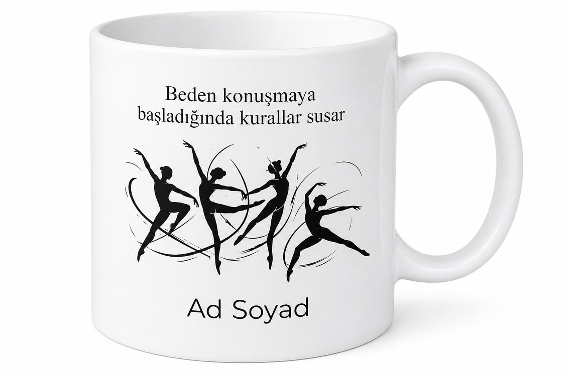 Modern Dans Figürleri Silüeti Çizimli Kuralları Yıkan Beden Dili Kupa Bardak Hediye