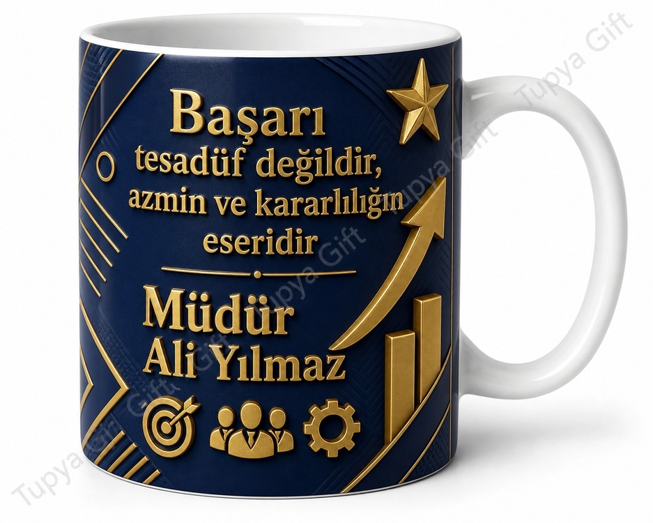 Terfi Hediyesi İsme Özel Baskılı Kupa Bardak Terfi Tebrik Hediyesi