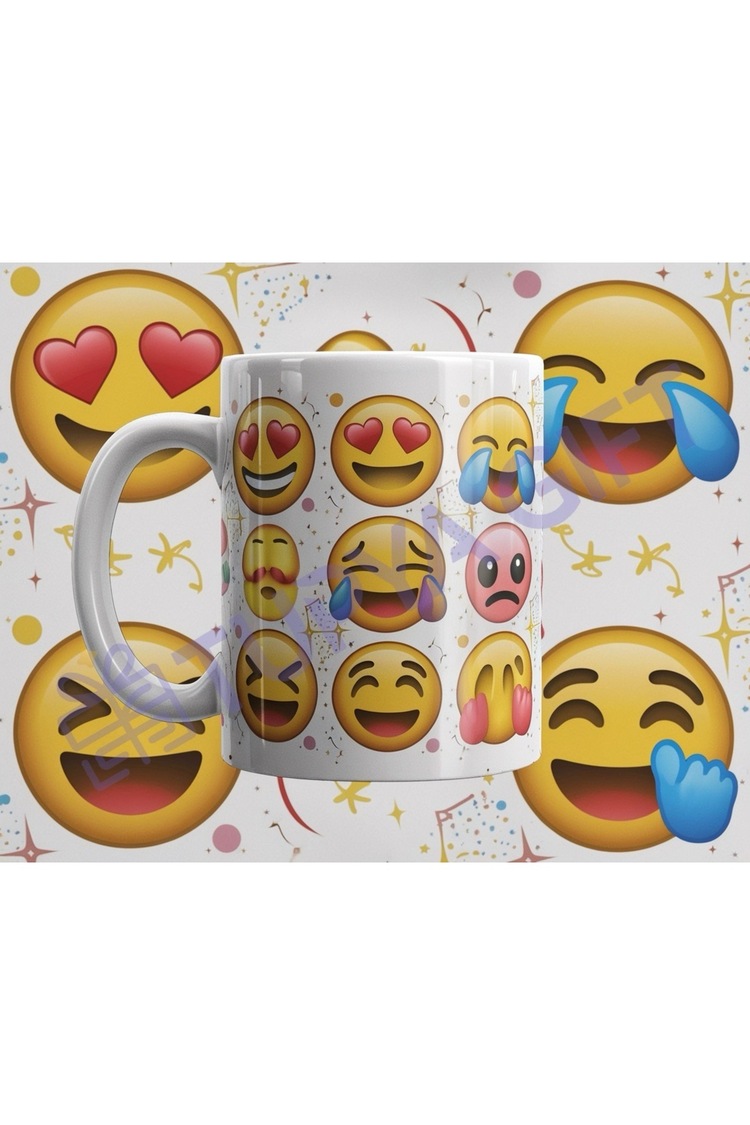 Emoji Temalı Eğlenceli Kupa – Renkli ve Canlı Tasarımıyla Gününüze Neşe Katın
