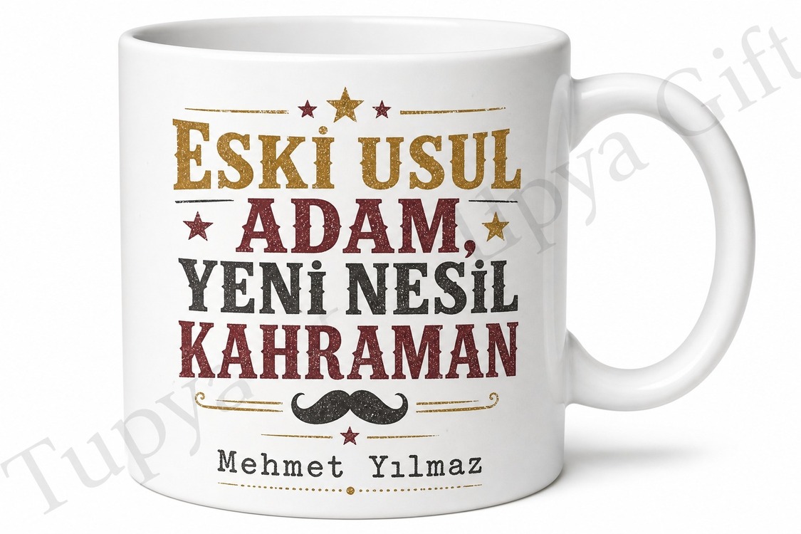 Old School Baba Yazılı Retro Kupa Bardak Babalar Günü Hediyesi Baskılı