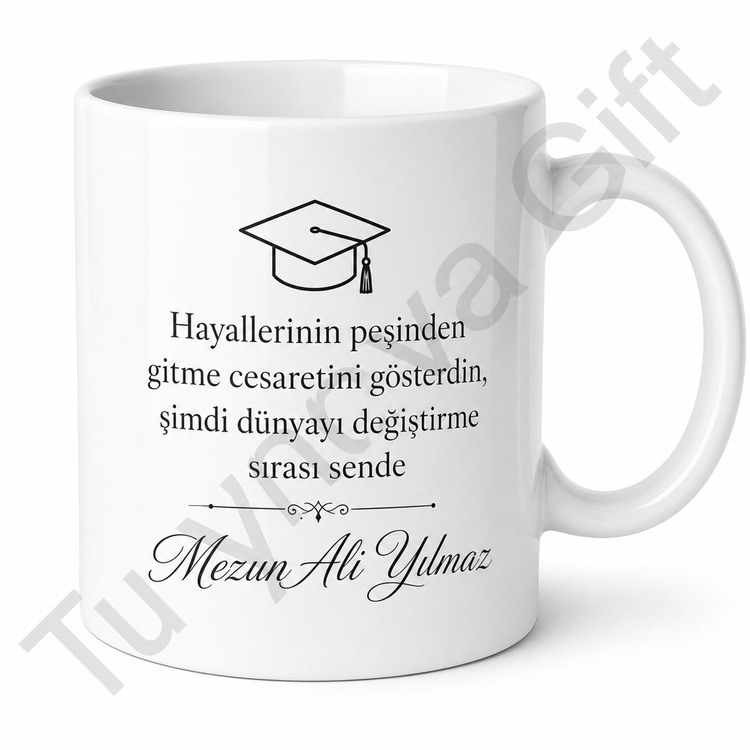 Üniversite Mezuniyeti Hediyesi İsimli Baskılı Kupa Bardak Hatıra Hediye