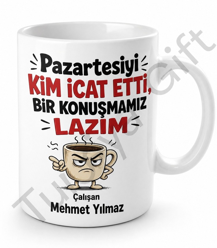 Pazartesi Sendromu Yazılı Komik Baskılı Kupa Bardak Esprili Hediye
