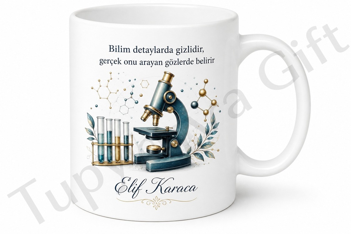 Laboranta Hediye İsme Özel Baskılı Porselen Kupa Bardak Laboratuvar Hediyesi