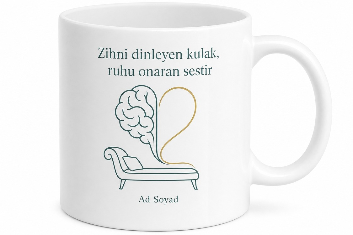 Psikolog Terapi Odası Empati Bilinçaltı Farkındalık Özel Tasarım Baskılı Porselen Kupa Hediye