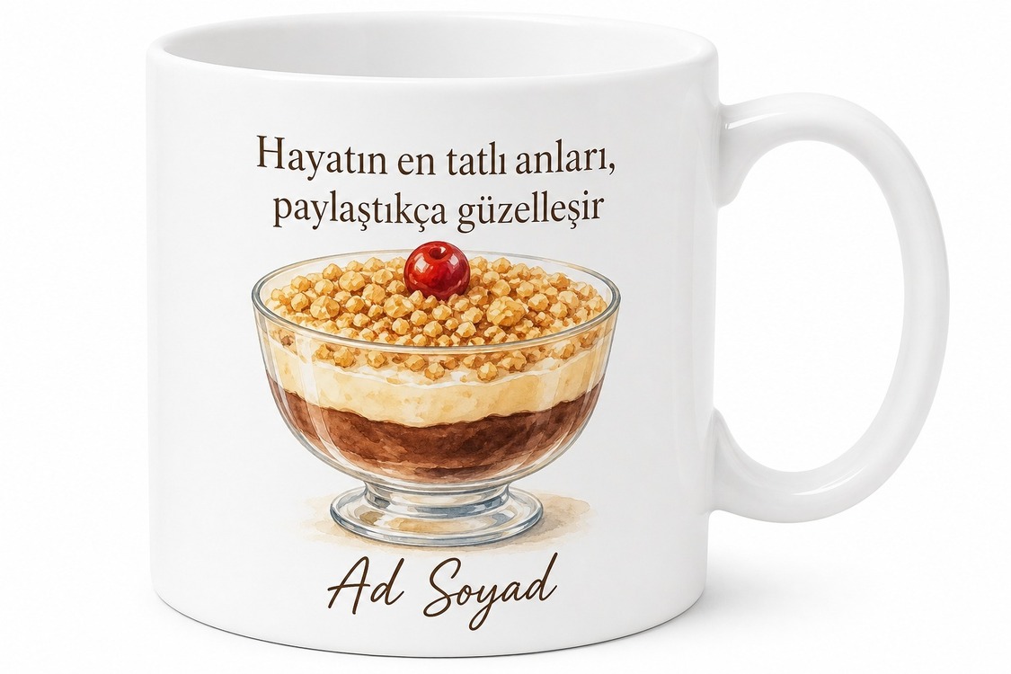 Aşure Temalı Baskılı Kupa Bardak Hediye Özel Tasarım Porselen Mug