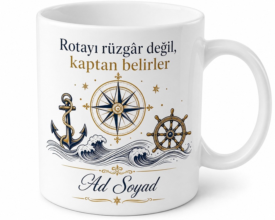 Gemi Kaptanına Seyir Defteri Liman Yanaşma Rota Belirleme Kupa Bardak Hediye