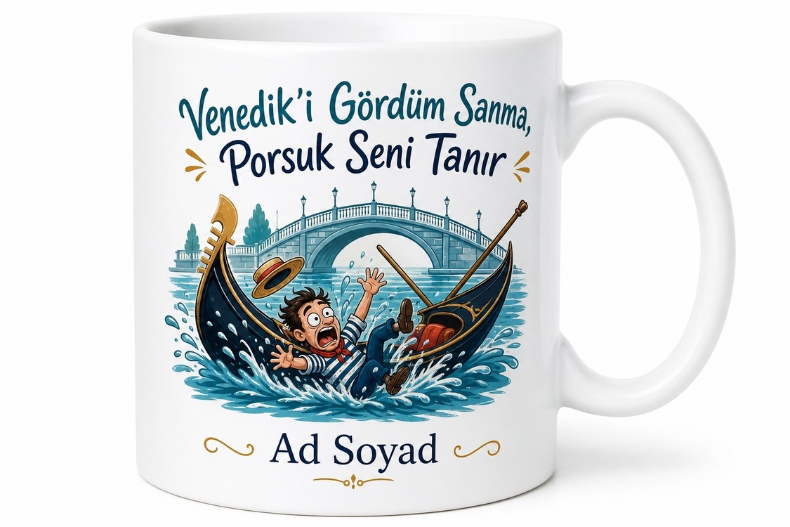 Porsuk Çayında Gondola Binip Düşenlere Eskişehir Venedik İronisi Kupa Hediye Bardak