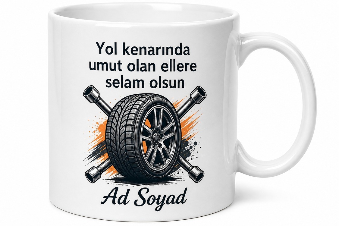 Oto Lastik Tamircisi Yolda Kalanların Lastik Hızırı İsme Özel Kupa Bardak Hediye