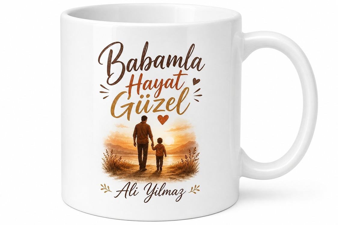 Babamla Hayat Güzel Yazılı Kupa Bardak Babalar Günü Özel Hediye
