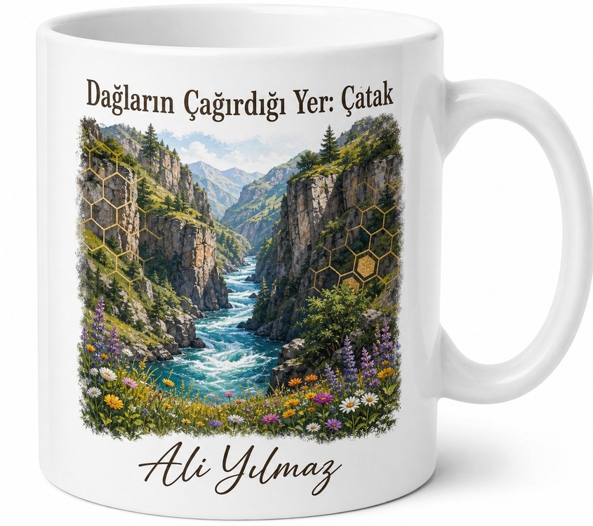 Van Çatak Sarp Kayalıklar Bal Diyarı Rafting Macerası Dağ Havası Kupa Bardak Hediye