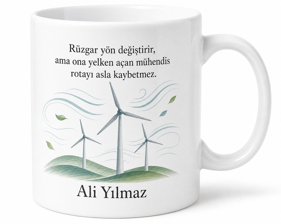 Enerji Sistemleri Mühendisine Yenilenebilir Gelecek Rüzgar Kupa Hediye Bardak