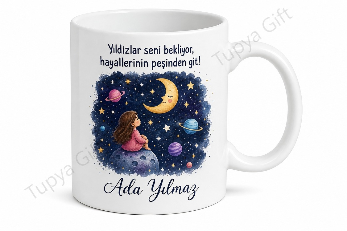Yıldızlı Çocuk Kupası Kişiye Özel Baskılı Porselen Bardak Hediye