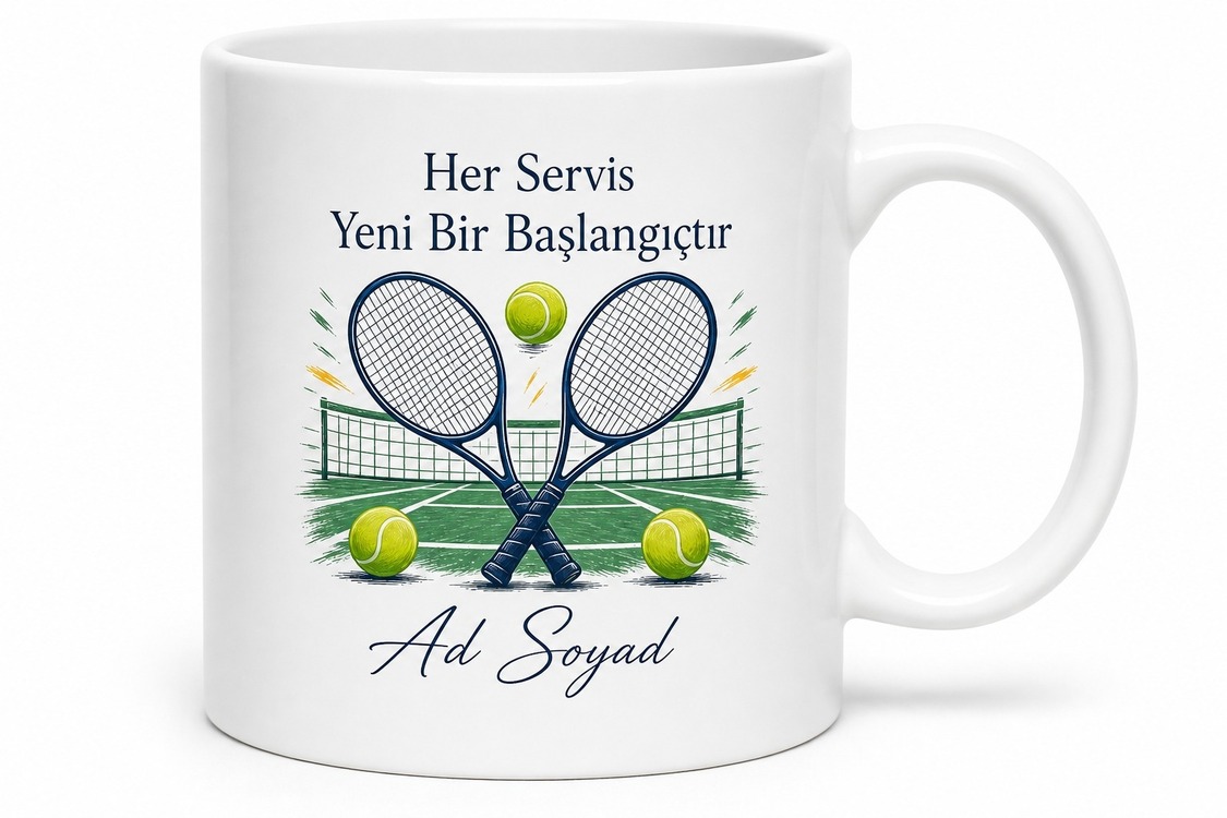 Tenis Tutkunu Yazılı Baskılı Kupa Bardak Tenisçiye Özel Tasarım Hediye