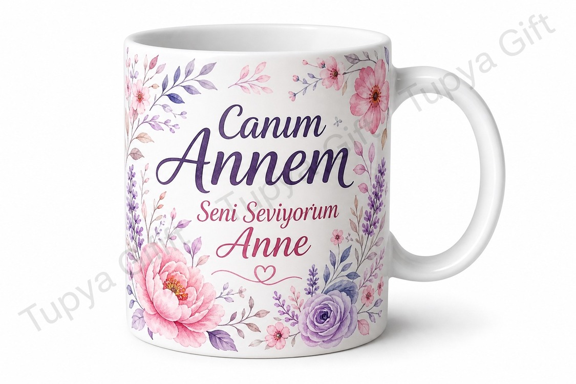Anneye Hediye Kişiye Özel Baskılı Kupa Bardak Anneler Günü Hediyesi