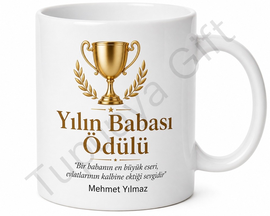 Yılın Babası Ödülü Kupa Tasarımlı Kupa Bardak Babalar Günü Hediye