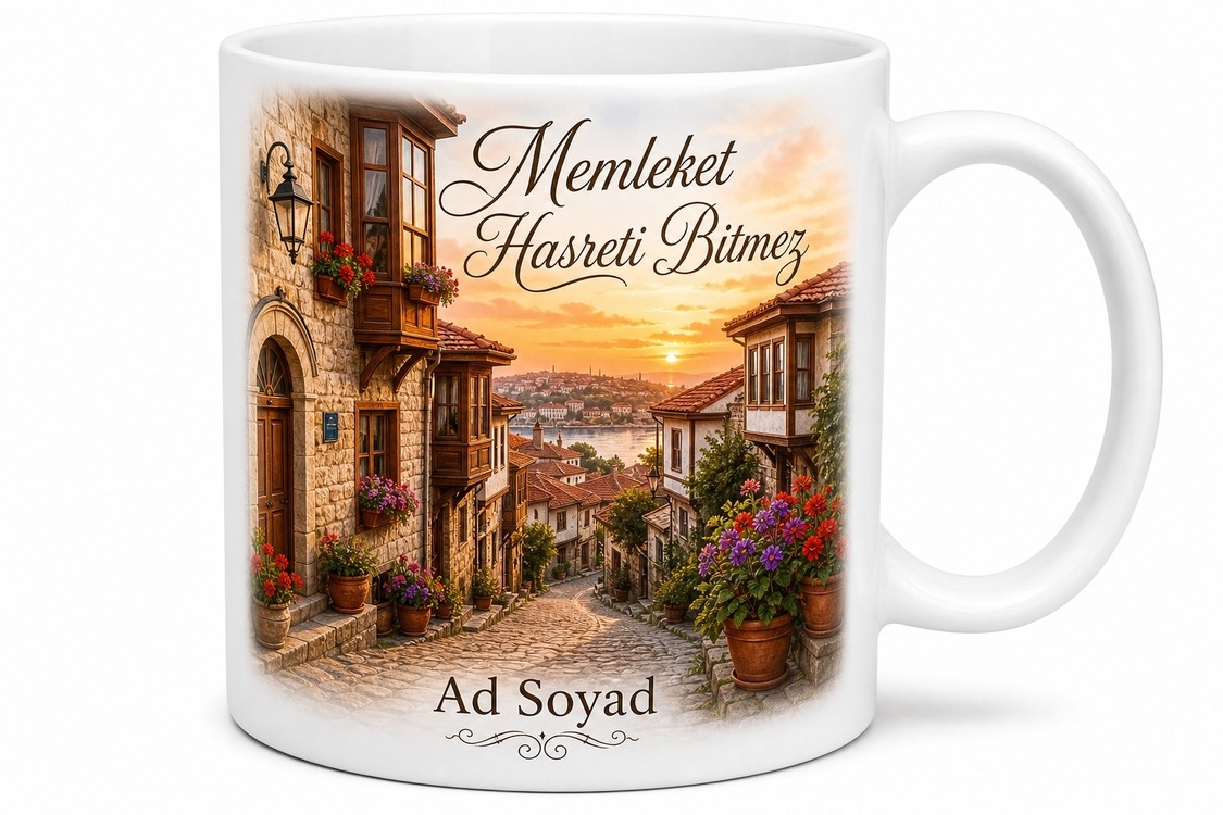 Memleket Sokağı Temalı Baskılı Kupa Bardak Nostaljik Hediye