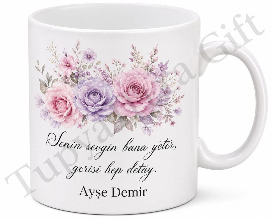 Anne İçin Kişiye Özel İsimli Baskılı Kupa Bardak Anneler Günü Hediyesi