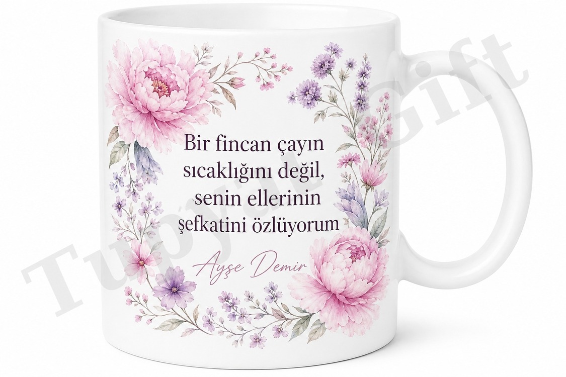 Anneanne İçin Özel Tasarım Seramik Baskılı Kupa Bardak Aile Hediyesi