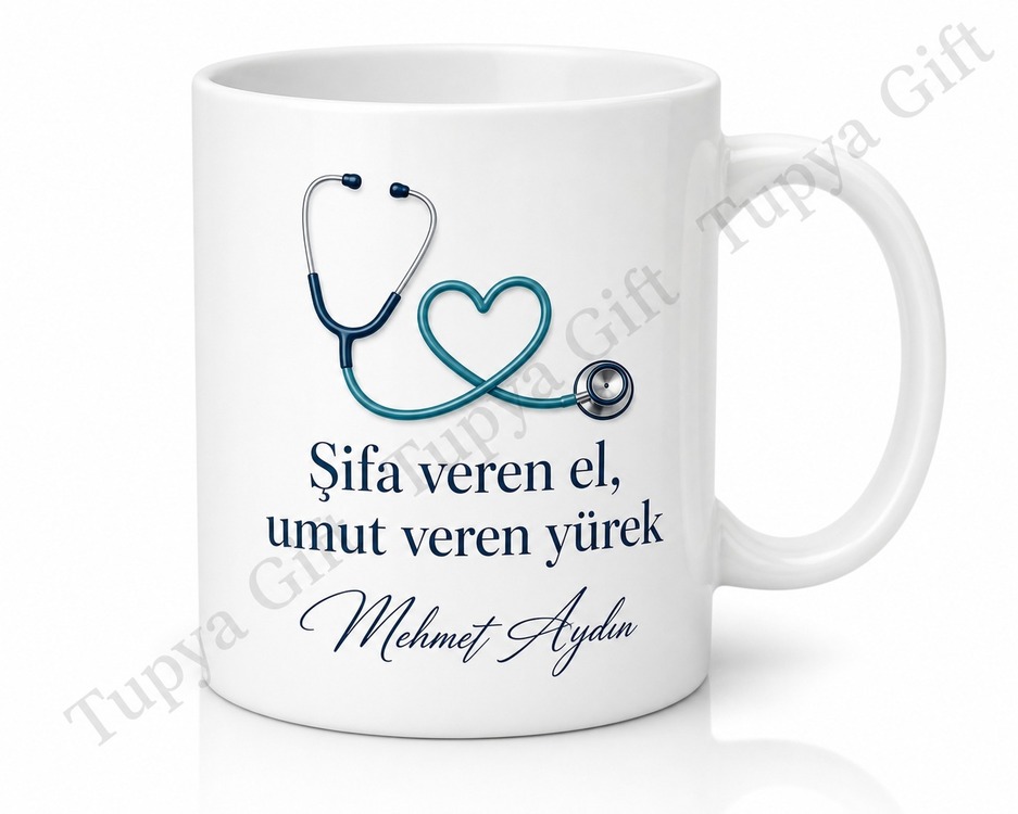 Aile Hekimine Hediye İsme Özel Baskılı Kupa Bardak Doktor Hediyesi