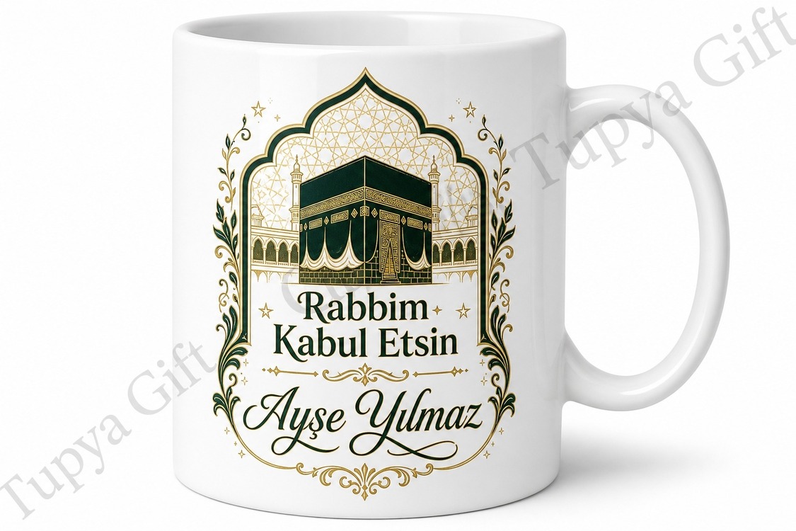 Hac Hediyesi Kişiye Özel Baskılı Kupa Bardak İsimli Dini Hediye