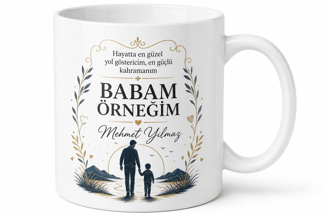 Babam Örneğim Yazılı Kupa Bardak Babalar Günü Özel Hediye Baskılı