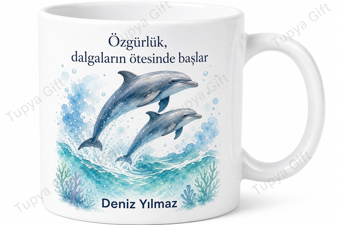 Yunus Temalı Baskılı Kupa Bardak Hediye Deniz Severler İçin Özel Tasarım