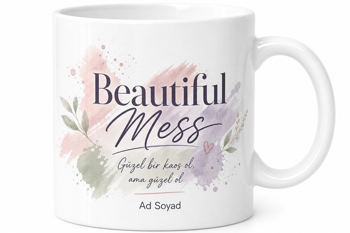 Beautiful Mess Yazılı Güzel Kaos Kupa Bardak Özel Tasarım Hediye
