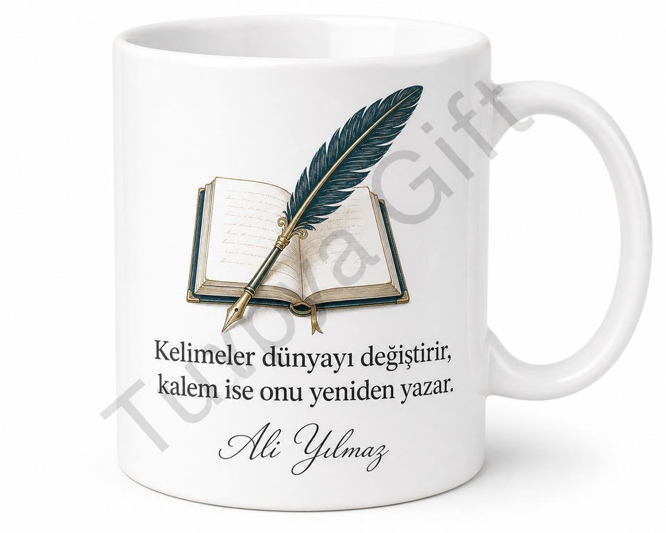 Yazara Hediye Kişiye Özel Baskılı Kupa Bardak Yazar Hediyesi