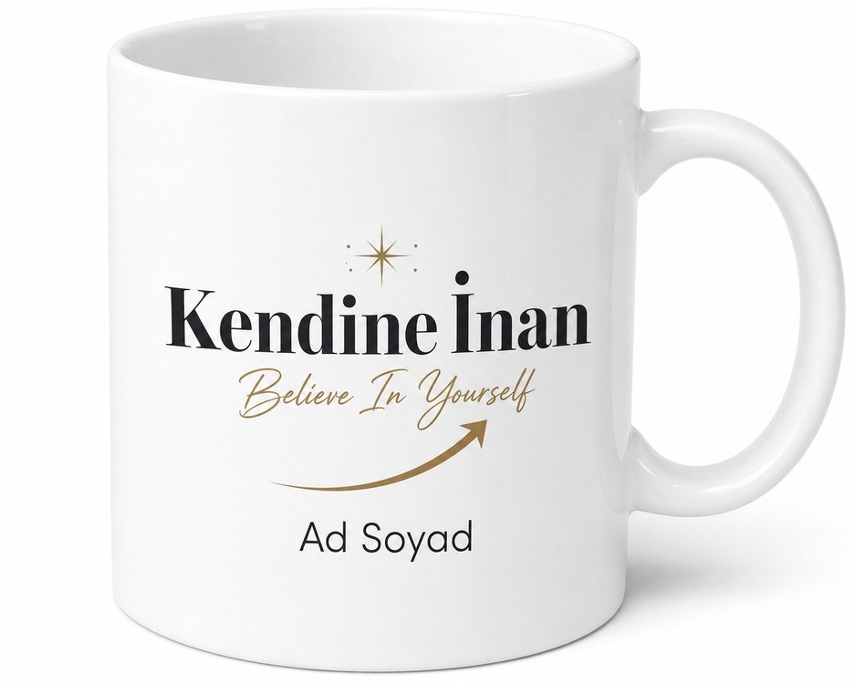 Believe In Yourself Kendine İnan Özgüven Temalı Baskılı Porselen Kupa Bardak Hediye
