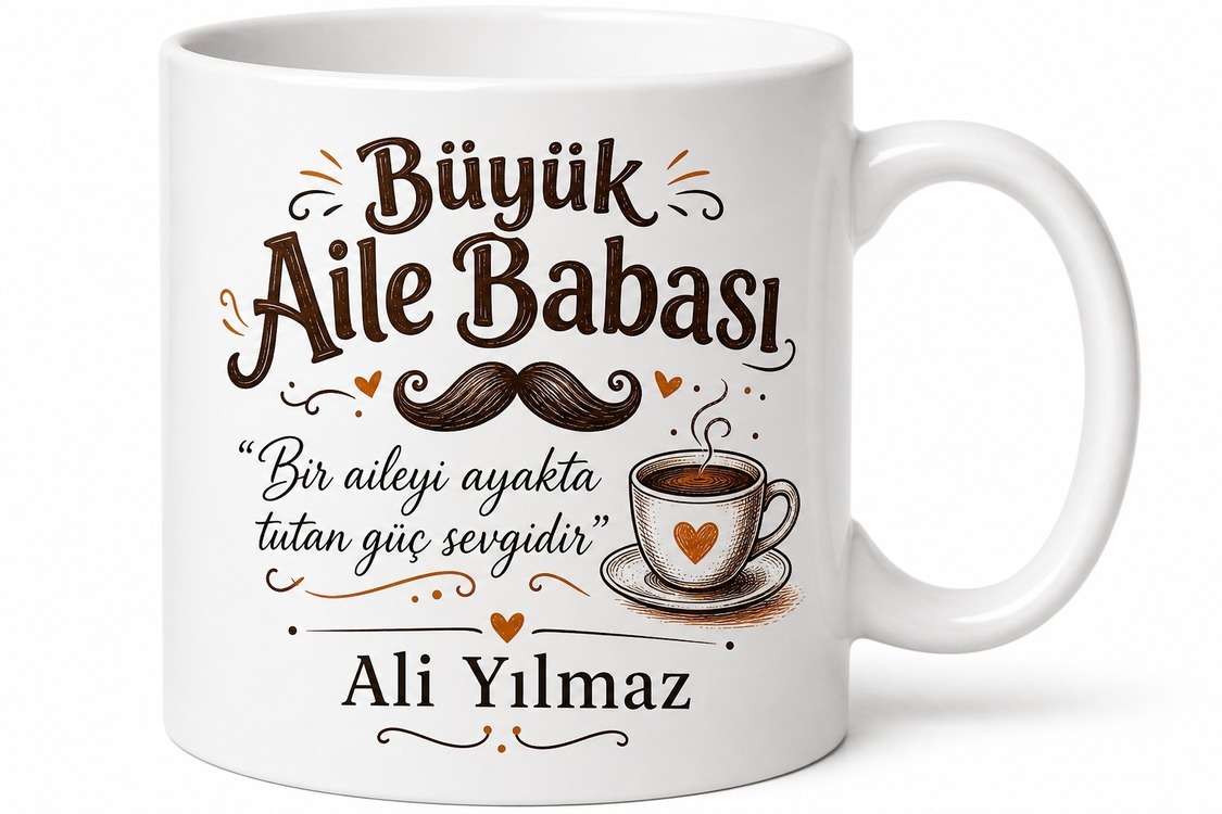 Büyük Aile Babası Yazılı Eğlenceli Kupa Bardak Babalar Günü Hediye