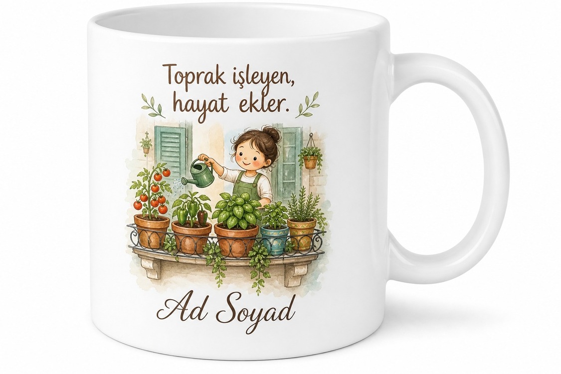 Balkonunda Sebze Yetiştirenlere Şehirde Tarım Şirin Kupa Bardak Hediye