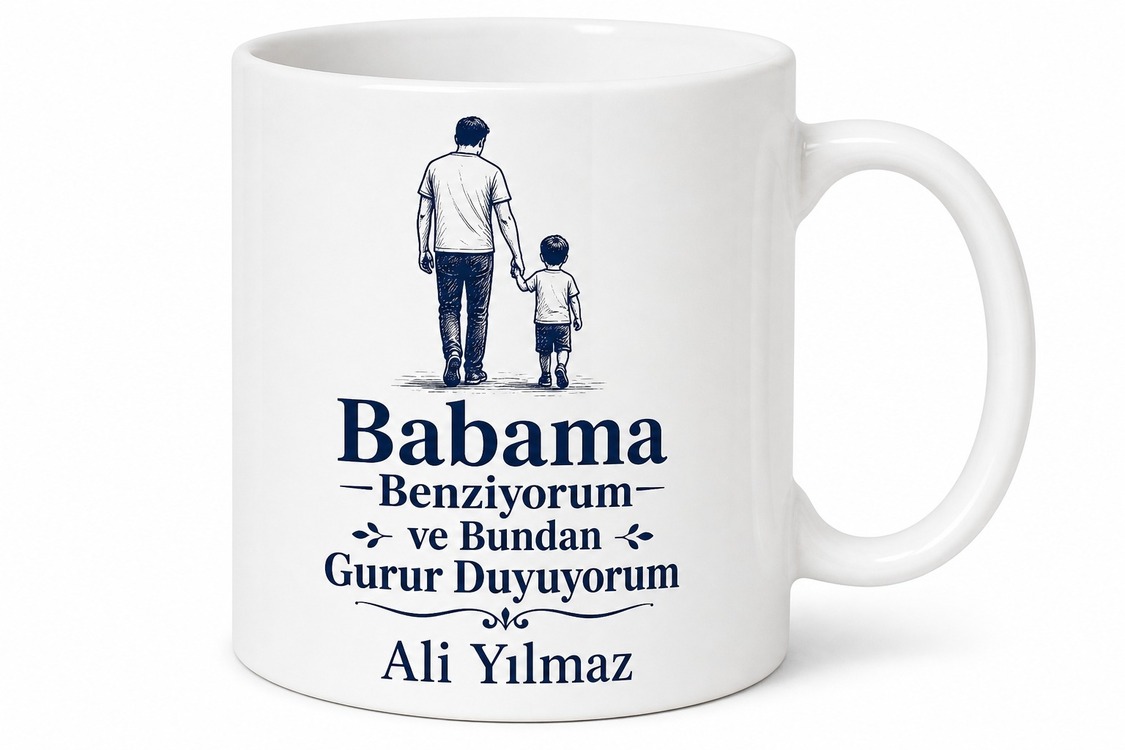 Babama Benziyorum Yazılı Kupa Bardak Babalar Günü Hediyesi Özel Tasarım