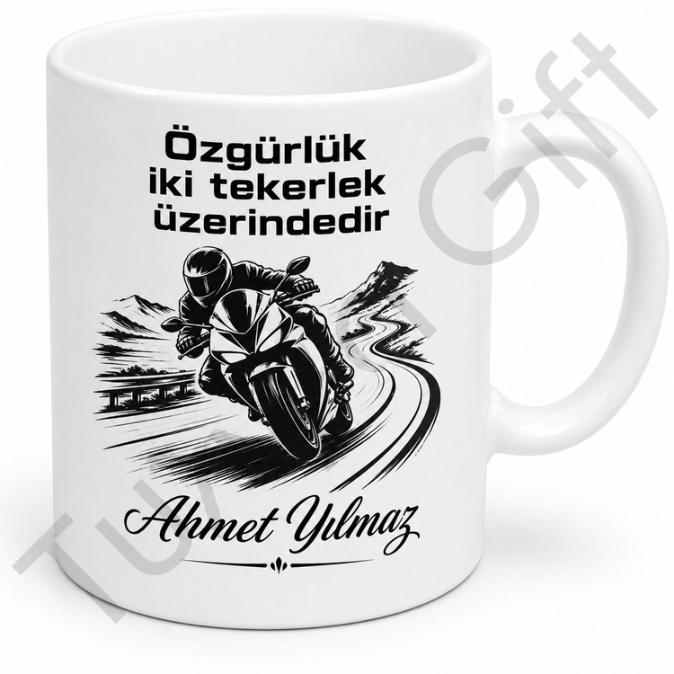 Motorcuya Hediye İsme Özel Baskılı Kupa Bardak Motosiklet Severler İçin