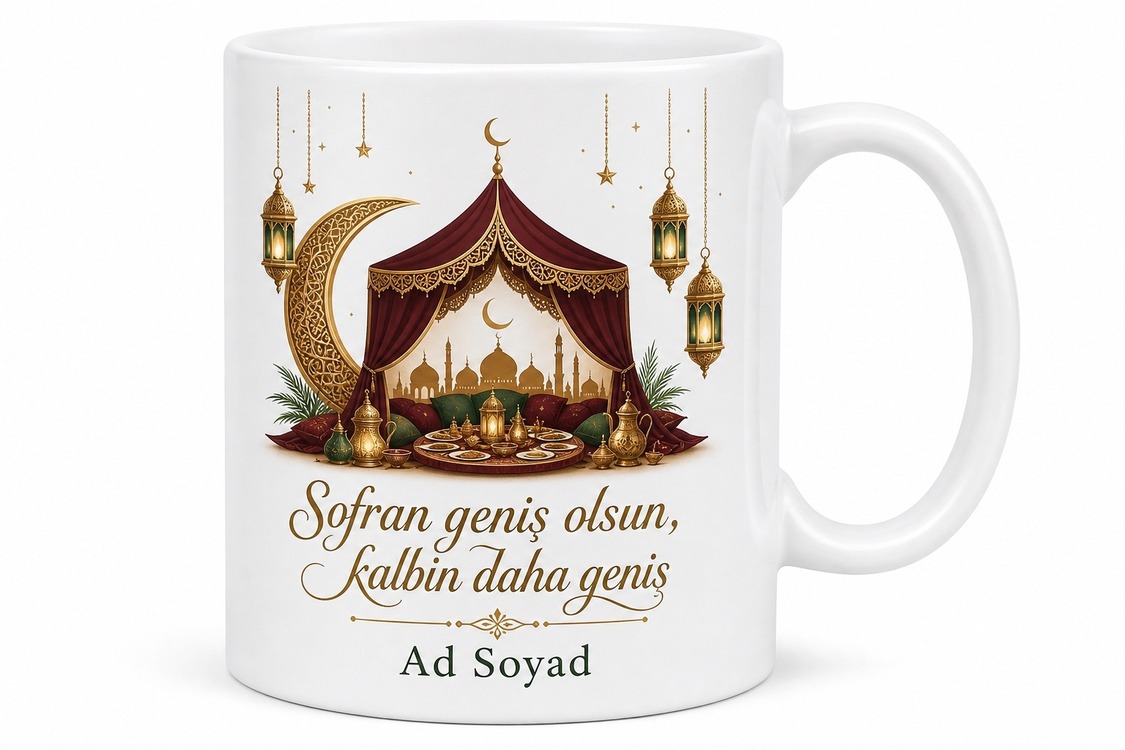 Ramazan Çadırında İftar Paylaşım Bereketi Özel Tasarım Porselen Kupa Bardak Hediye