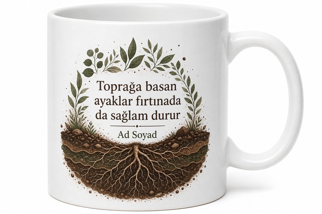 İsimli Toprak Element Temalı Özel Baskılı Kupa Bardak Hediye