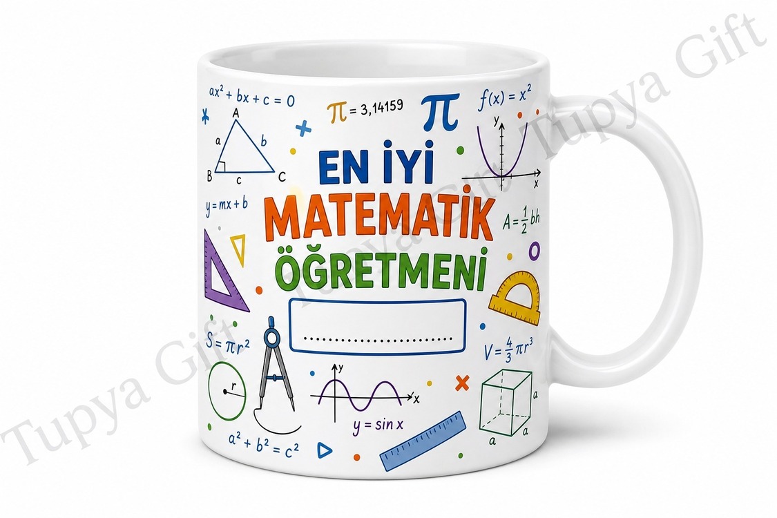 Matematik Öğretmenine Hediye İsimli Baskılı Kupa Bardak Öğretmenler Günü Hediyesi