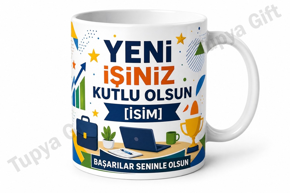 Yeni İş Tebrik Hediyesi İsme Özel Baskılı Motivasyon Kupa Bardak
