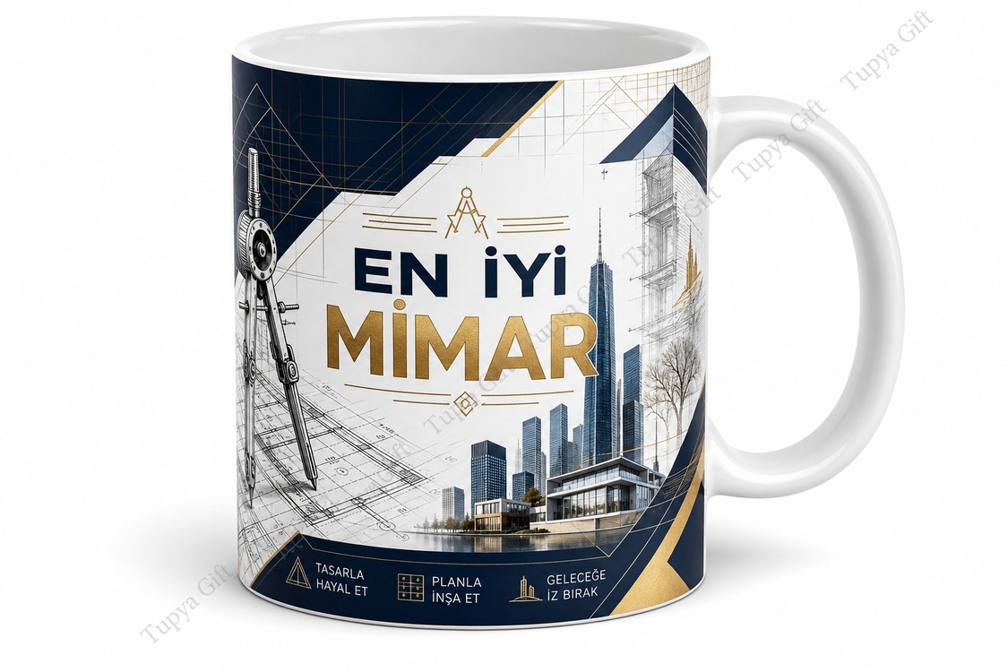 Mimara Hediye Meslek Baskılı Kupa Bardak Kişiye Özel Tasarım Mimar Hediyesi